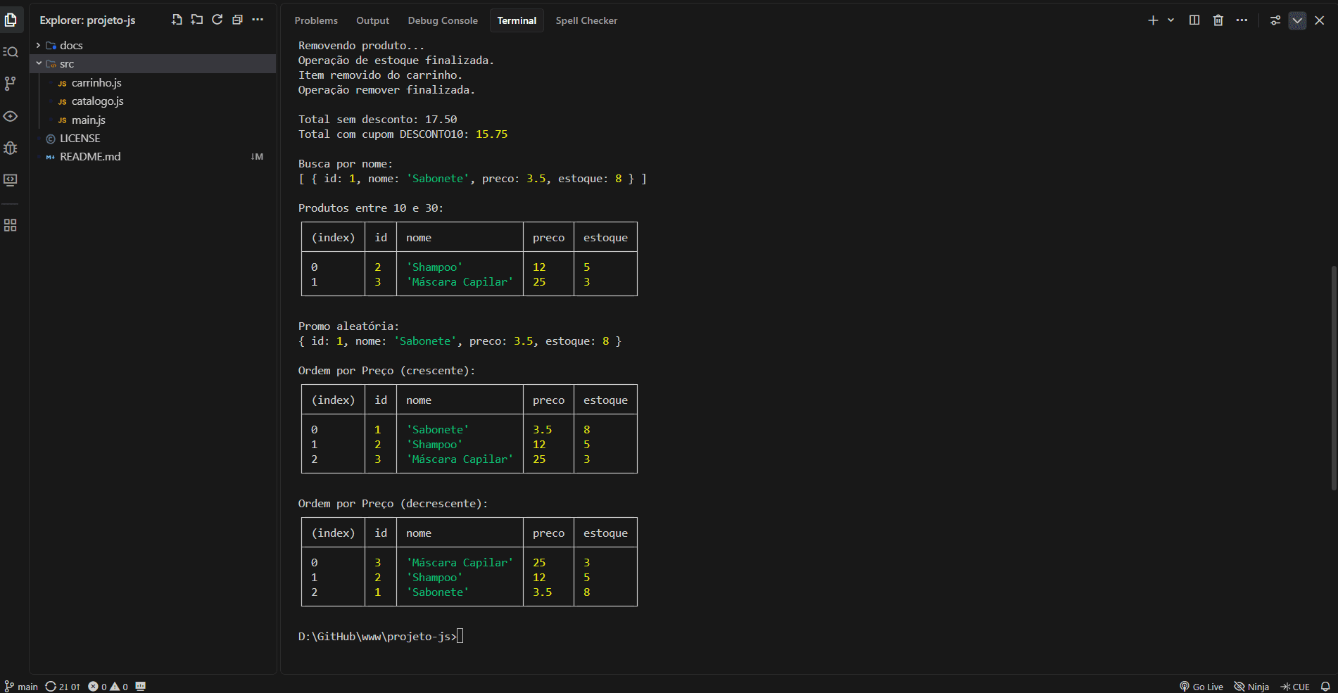 🛒 Mini Loja — Projeto JavaScript