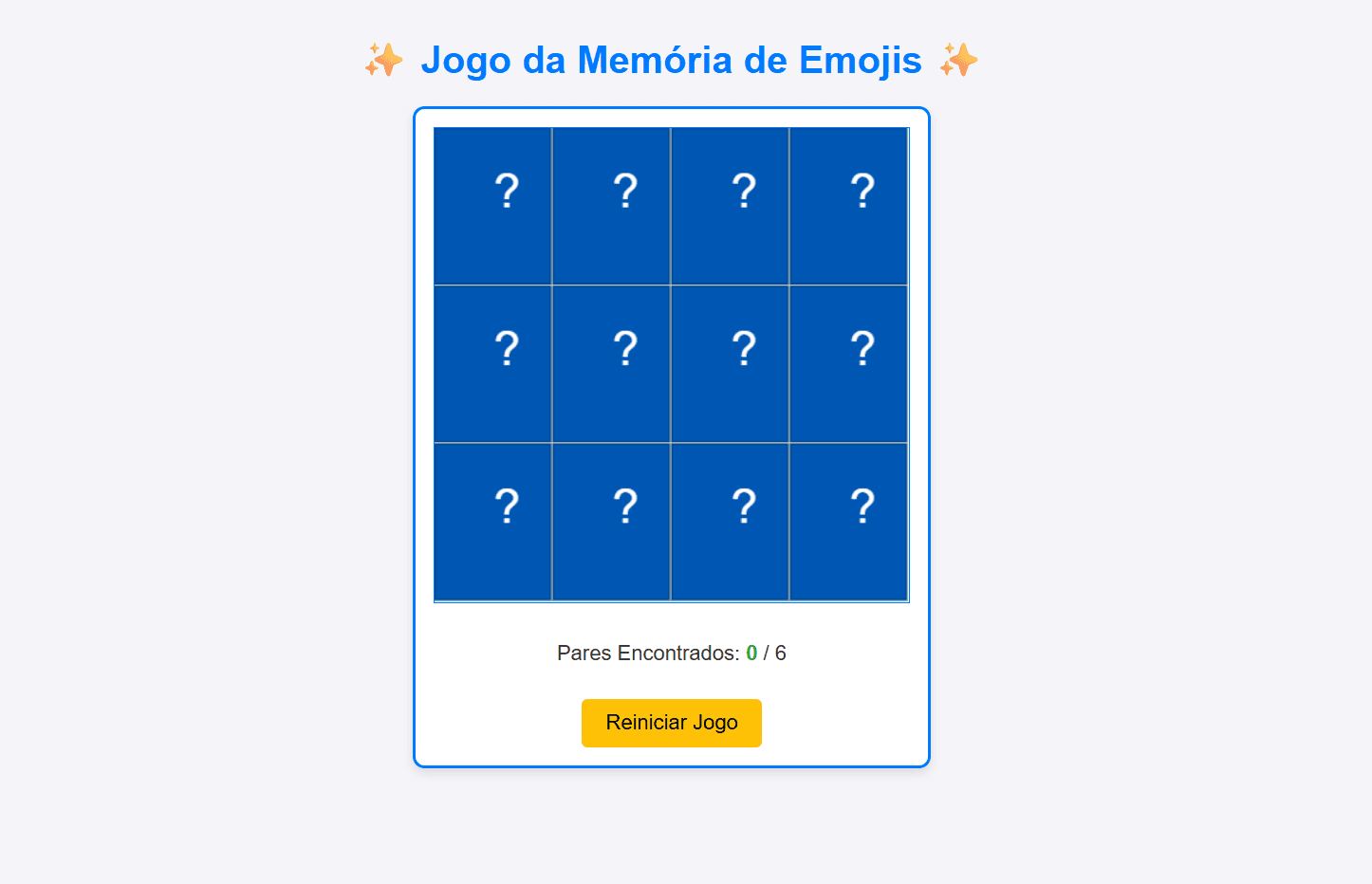 ✨ Jogo da Memória de Emojis ✨